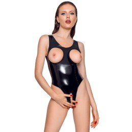 Black Level - Open cup Vinyl Body M - Naiste Vinyl/PVC/Wetlook Riided
