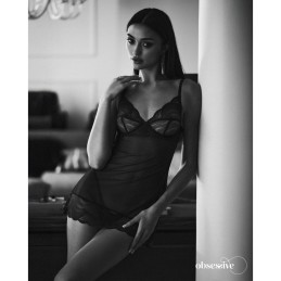 Obsessive - Nightly Chemise Set - Blue XL/2XL - Lingerie