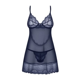 Obsessive - Nightly Chemise Set - Blue XL/2XL - Lingerie