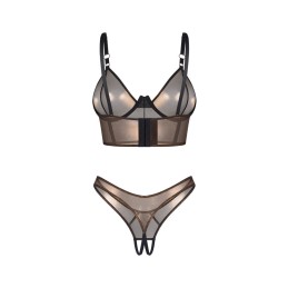 Obsessive – Soranna Top & Crotchless Thong – Brown 2XL/3XL -