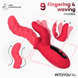 IY - Tingly App-Controlled Waving Finger Vibrator Red - Rabbit Vibrators