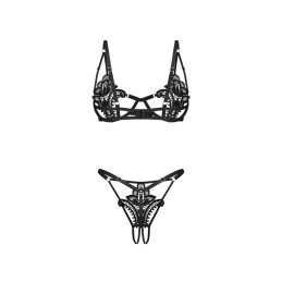 Obsessive - Luise Sublim Two-Piece Crotchless Set Black L/XL -