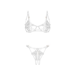 Obsessive - Luise Sublim Two-Piece Crotchless Set White S/M -