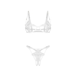 Obsessive - Luise Sublim Two-Piece Crotchless Set White S/M -