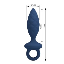 Mr Play - Richard Textured Anal Plug with Retrieval Ring Blue S - ANAL PLAY