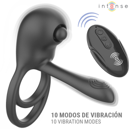 Intense - Spike Remote Control Vibrating Penis Ring Black - Cock Rings
