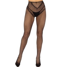 Leg Avenue - Crotchless Fishnet Tights with Lace-Up Back OS - Lingerie