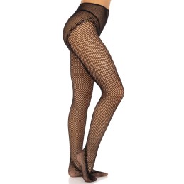 Leg Avenue - Crotchless Fishnet Tights with Lace-Up Back OS - Lingerie