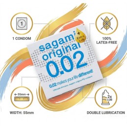 Sagami Original 0.02 Extra Lube Polyurethane Condom 1 pc - Safe Sex