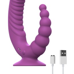 Teazers - Double Vibrator with Suction Cup and Remote Purple - Vibrators
