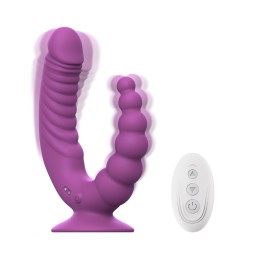 Teazers - Double Vibrator with Suction Cup and Remote Purple - Vibrators