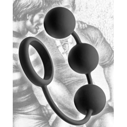 TOM OF FINLAND TOOLS - SILICONE COCK RING WITH 3 WEIGHTED BALLS