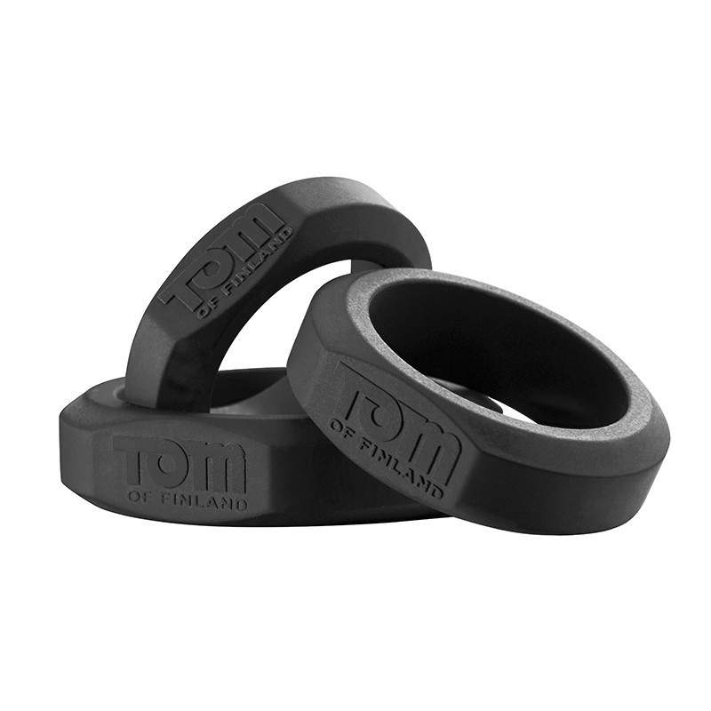 TOM OF FINLAND TOOLS - 3 PIECE SILICONE COCK RING SET TOM OF FINLAND TOOLS - 3 PIECE SILICONE COCK RING SET