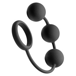 TOM OF FINLAND TOOLS - SILICONE COCK RING WITH 3 WEIGHTED BALLS