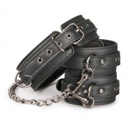EASYTOYS FETISH COLLECTION - LEATHER COLLAR WITH HANDCUFFS