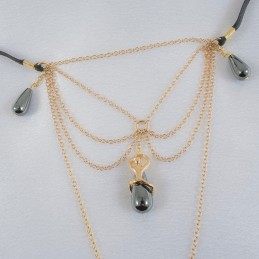 SYLVIE MONTHULE - WOMAN'S SECRET PASSION G-STRING HEMATITE PEARLS IN GOLD
