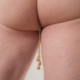 SYLVIE MONTHULE - UNISEX PENIS HEAD ANAL JEWELRY WITH GOLD PENDANT CHAINS