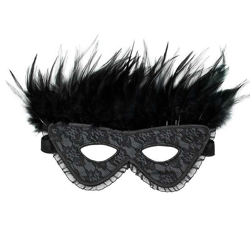 SATIN LOOK FEATHER MASK