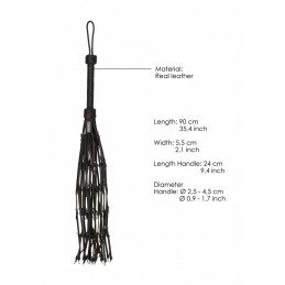 PAIN - SADDLE LEATHER WITH BARBED WIRE FLOGGER 76CM