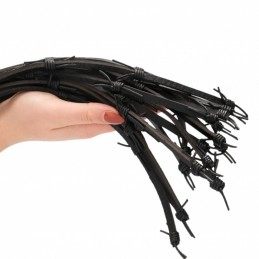 PAIN - SADDLE LEATHER WITH BARBED WIRE FLOGGER 76CM