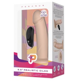 Pegasus – Puldiga Realistlik Vibreeriv Dildo Strapon-Komplekt Rakmetega
