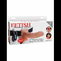 Buy FETISH FANTASY - VIBRATING HOLLOW STRAP-ON WITH BALLS 7INCH with the best price