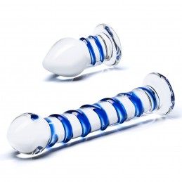 Buy Glas - Double Penetration Glass Swirly Dildo & Butt Plug Set 2 pcs with the best price
