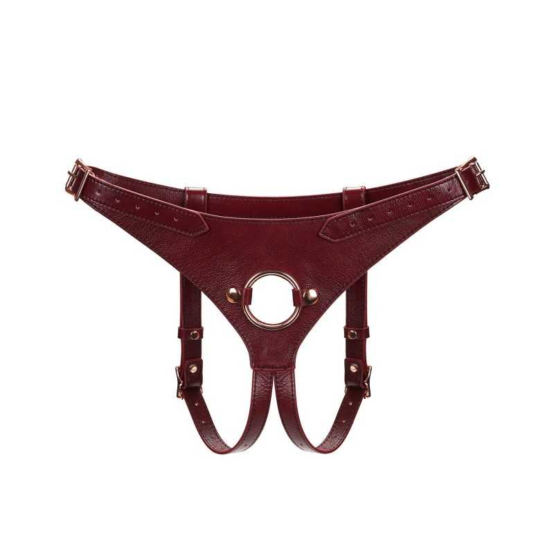 Buy Wine Red Deluxe Leather Strap On Harness with the best price