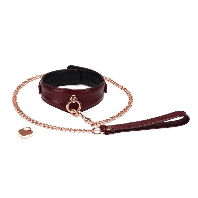 Buy Wine Red Deluxe Curved Collar with Chain Leash and Lock with the best price Buy Wine Red Deluxe Curved Collar with Chain Leash and Lock with the best price