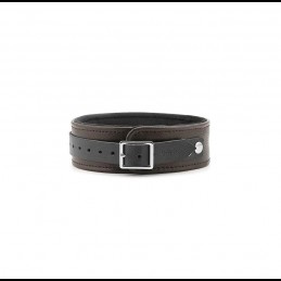 Buy Dark Brown Leather Collar with Faux Fur Lining & Metal Leash with the best price