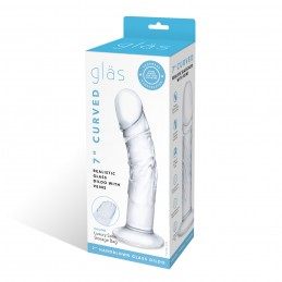 Glas - Curved Realistic Glass Dildo With Veins|DILDOD