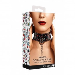 Buy Printed Collar With Leash Tattoo Style with the best price