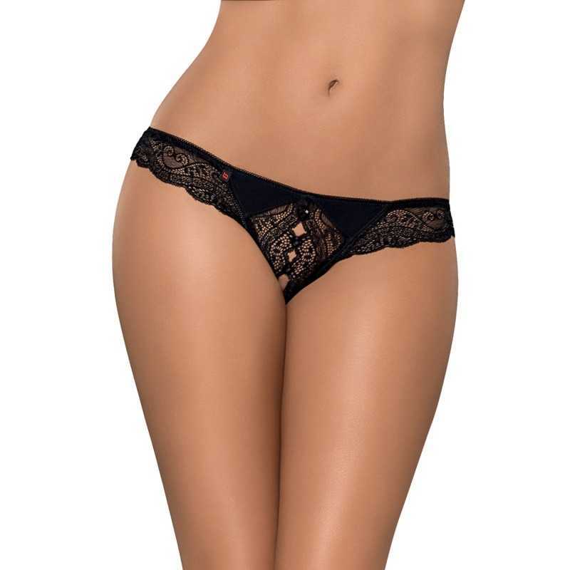 OBSESSIVE - MIAMOR CROTCHLESS THONG BLACK|LINGERIE