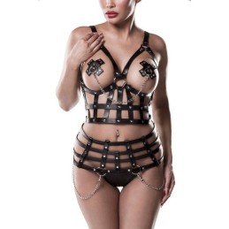 GREY VELVET - 4-teiliges Harness-Ketten Set 2XL/3XL