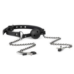 EASYTOYS - Перфорированный Кляп-Шар с Зажимами на Соски