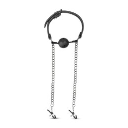 EASYTOYS - Перфорированный Кляп-Шар с Зажимами на Соски
