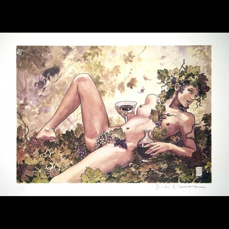 Buy Milo Manara - Wine God Bacchus (Definitive) P.A. Signed 50x70cm 2018 with the best price