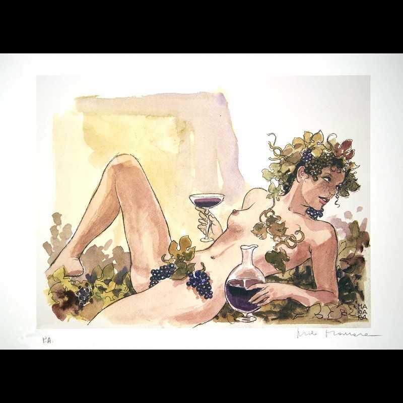 Buy Milo Manara - Wine God Bacchus (Sketch) P.A. Signed 50x70cm 2018 with the best price