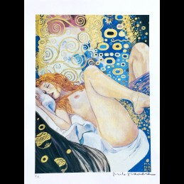 Milo Manara - "Dedicated to Klimt"" P.A. Signed Lithograph Print 28,5x38cm|EROOTILINE KUNST