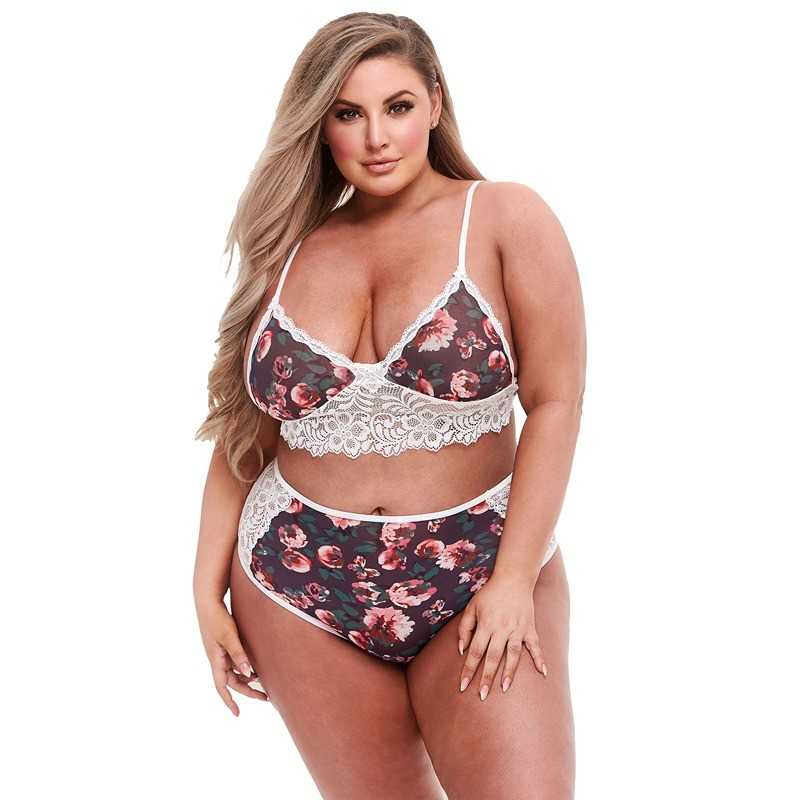 Buy Baci - Grey Floral & Lace Bra Set Queen Size with the best price