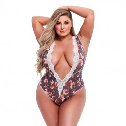 Baci - Grey Floral & Lace Teddy Queen Size|LINGERIE - PESU
