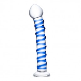 Gläs - Blue Spiral Glass Dildo