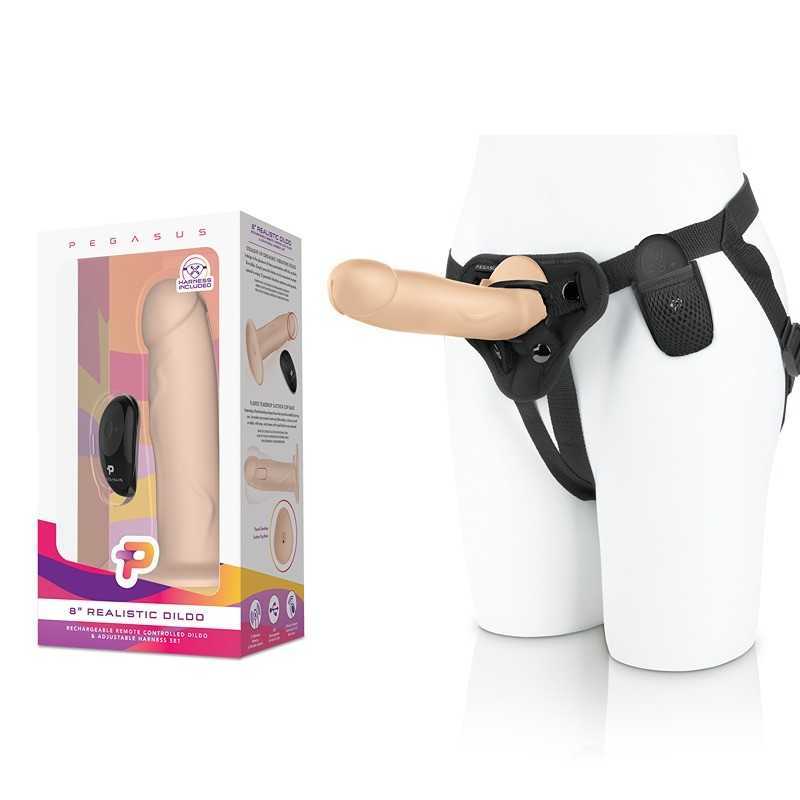 Buy Pegasus - 20,32cm Realistic Silicone Dildo With Harness and Remote Control Included with the best price