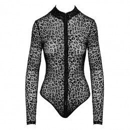 Buy Noir Handmade - Leopard Flock Bodysuit With Long Sleeves with the best price
