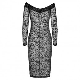 Buy Noir Handmade - Leopard Flock Midi-dress With Long Sleeves with the best price