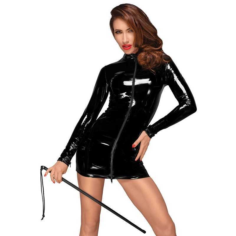 Buy Noir Handmade - Pvc Mini Dress With Black 2-way Zipper In The Front with the best price