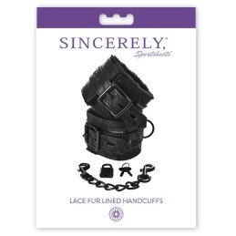 SPORTSHEETS - SINCERELY LACE FUR LINED HANDCUFFS|BDSM