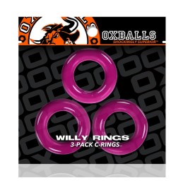 Oxballs - Willy Rings 3-pack Cockrings Hot Pink|PEENISERÕNGAD