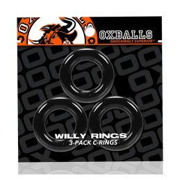 Oxballs - Willy Rings 3-pack Cockrings Black|COCK RINGS