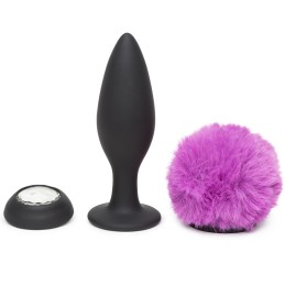Happy Rabbit - Rechargeable Vibrating Butt Plug Black & Purple Large|ANAAL LELUD
